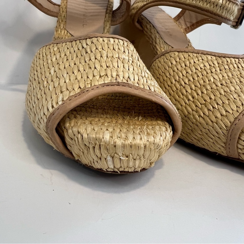 Loeffler Randall Raffia Peep Toe Wedges Size 9 - Picture 15 of 16